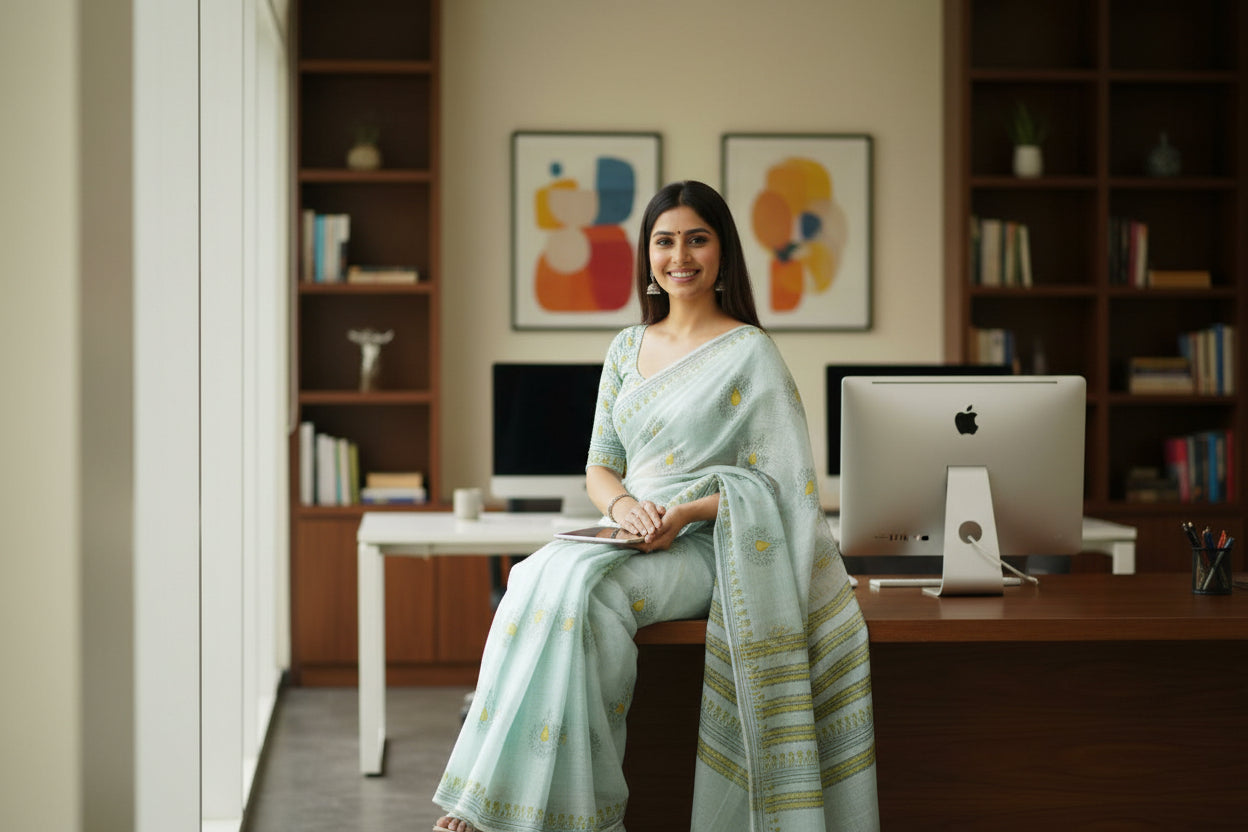 White Kota Saree