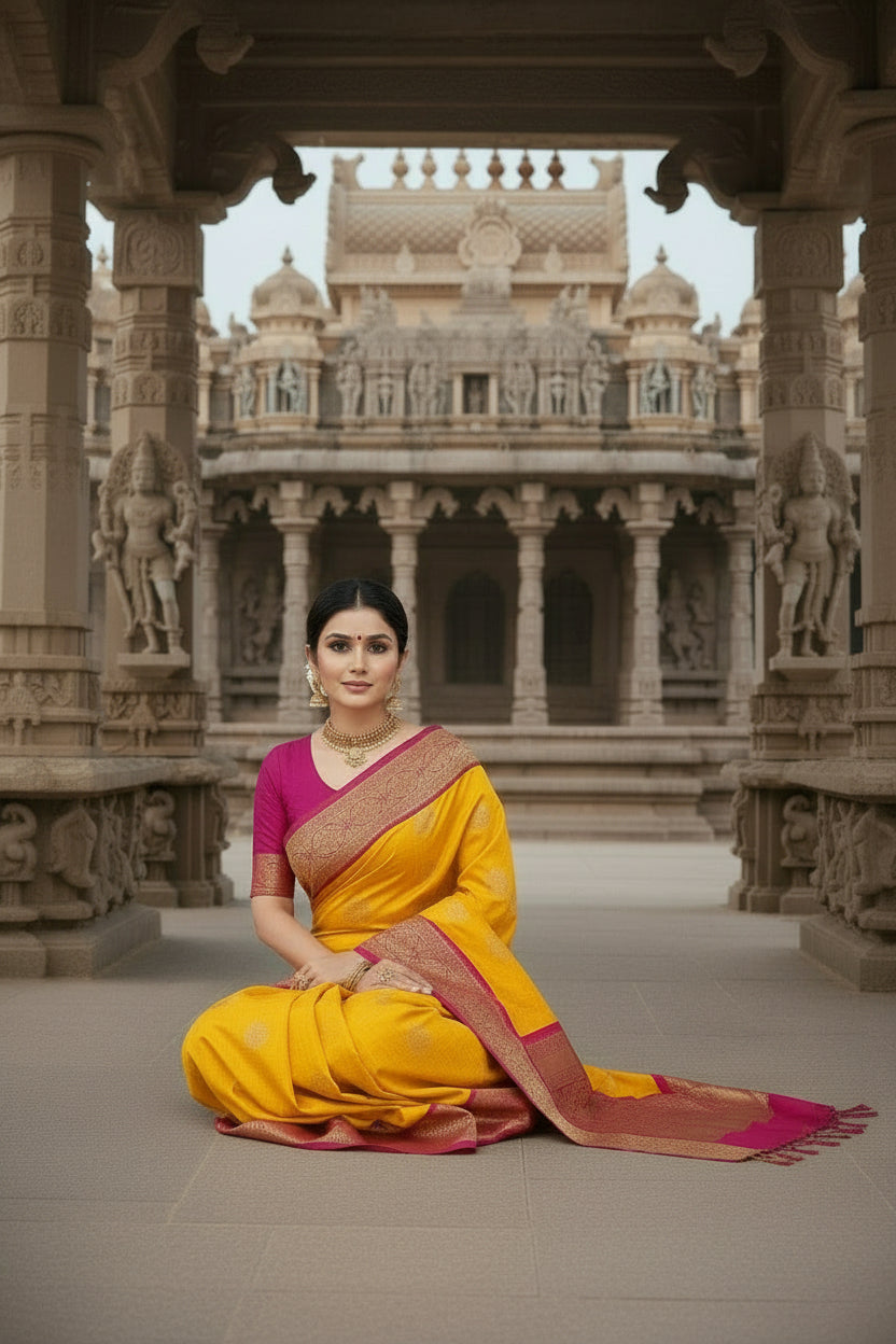Yellow Kanchi Soft Silk Saree
